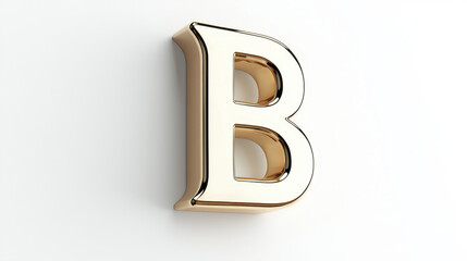 Obraz premium shiny golden letter B stands out against clean white background, exuding elegance and sophistication
