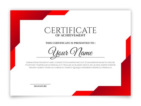 red certificate template