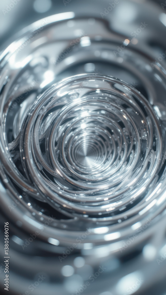 Poster an intricate view of a mechanical component with metallic layers and spirals, showcasing precision e