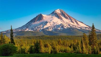 mt shasta in california early morning at the beginning of summer