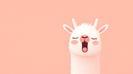 Naklejka premium Cartoon image of alpaca opening its mouth and yawning
