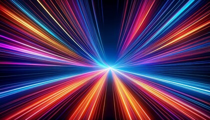 creative and beautiful bright and colorful lightspeed tunnel speed of light concept, science graphic resource