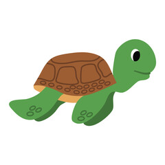 Green cute turtle cartoon, Happy cute turtle walking with smile