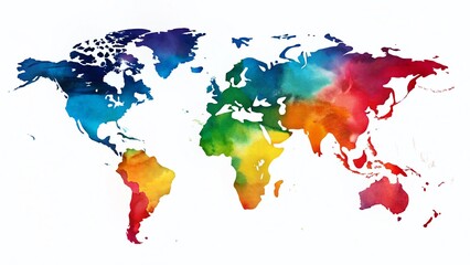 Fototapeta premium Simple Flat World Map Illustration, Isolated White Background, Global Geography, Travel Design Element