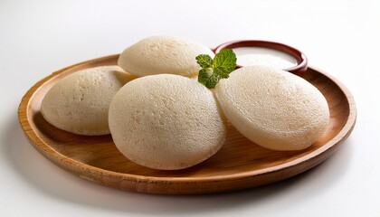 board and plate of tasty idiyappam with on white background
