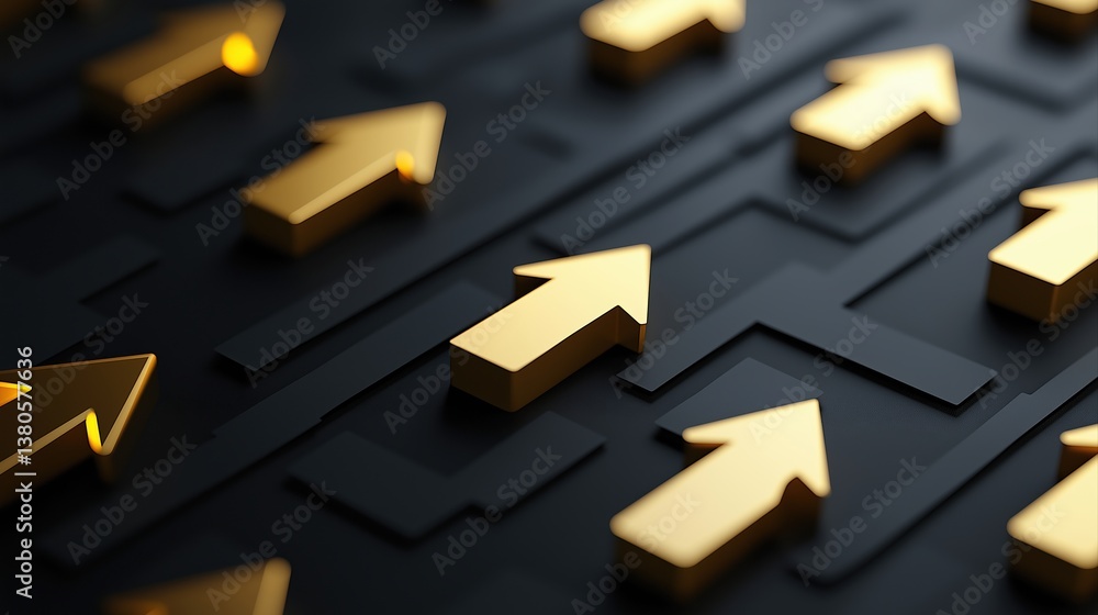 Aufkleber abstract minimal design with glowing financial arrows in motion on a dark background