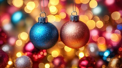 Fototapeta premium Sparkling Christmas Ornaments: Festive Holiday Decorations