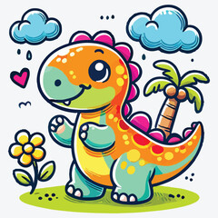 Cute dinosaur cartoon stock illustration
