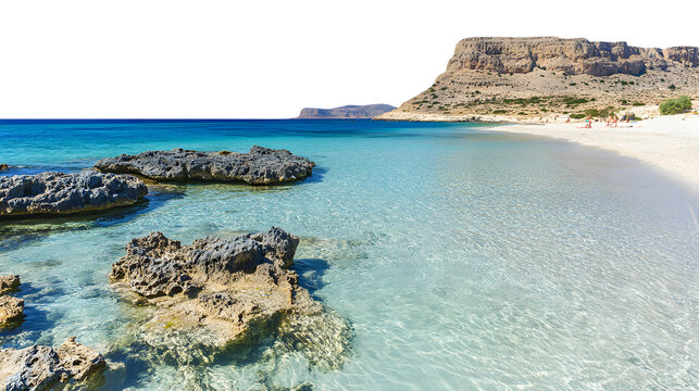 Breathtaking Scenic View of Balos Beach in Crete, Greece Under Clear Blue Skies