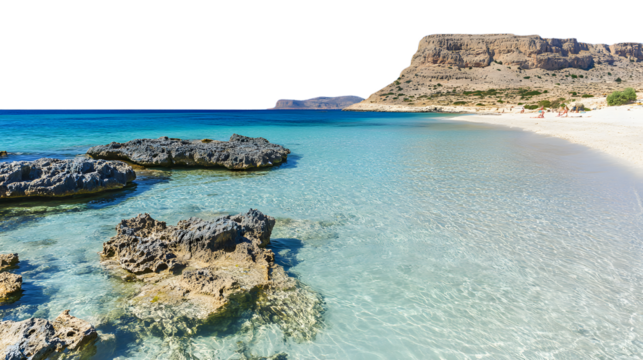 Breathtaking Scenic View of Balos Beach in Crete, Greece Under Clear Blue Skies