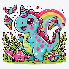 Cute dinosaur cartoon stock illustration