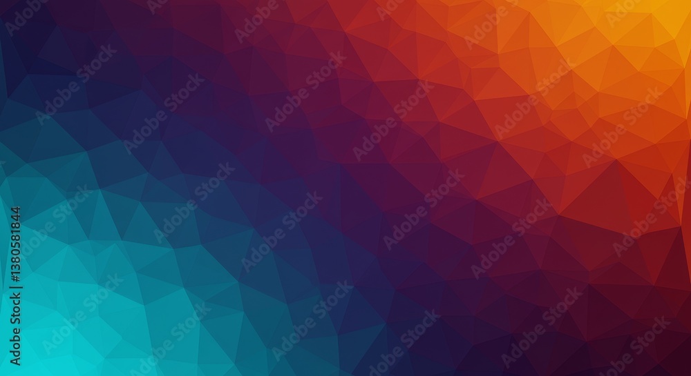 Poster abstract low poly gradient background - vibrant low polygon background with a gradient of teal, blue