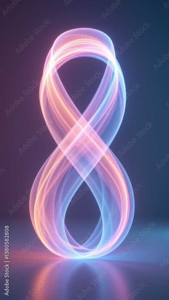 Poster an abstract digital art piece featuring a fluid-like design with a circular pattern on a blue backgr