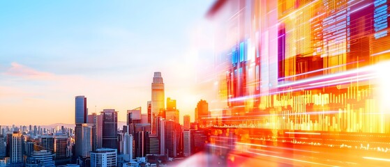 Fototapeta premium Business team conducting risk management strategy in high-tech boardroom overlooking cityscape