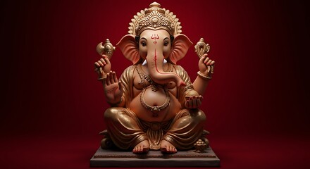 Fototapeta premium Golden Hour Ganesha AI Generated