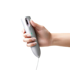 Fototapeta premium hand with electric shaver on white background
