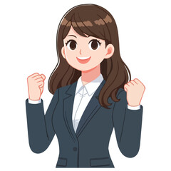 vector businessman clenching fist sign of work enthusiasm