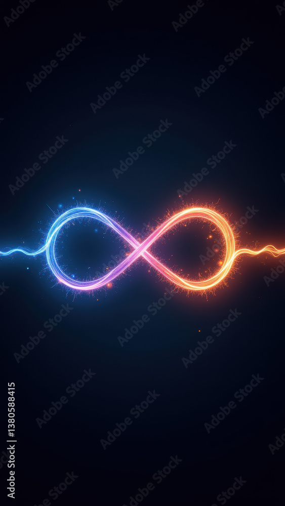 Poster futuristic energy flow with a digital loop concept on dark background.