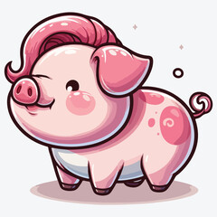Cute pig isolated on white background for design stock illustration