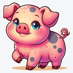Cute pig isolated on white background for design stock illustration