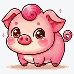 Cute pig isolated on white background for design stock illustration