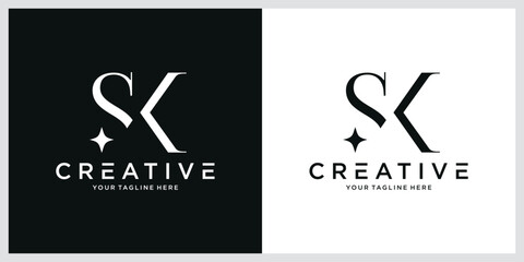 Initial SK or KS Logo Design Vector