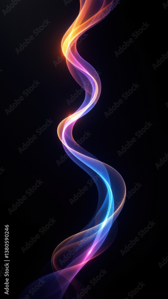Aufkleber dynamic digital art with abstract shapes flowing into each other against a dark background.