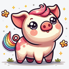 Cute pig isolated on white background for design stock illustration