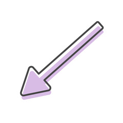 左下に下がる紫色の矢印　　一本矢印