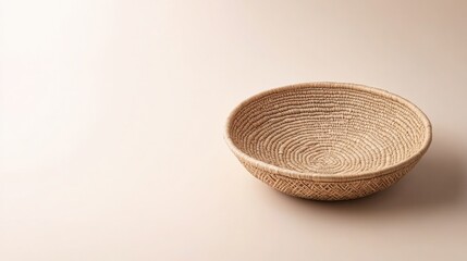 Natural woven bowl showcases intricate patterns, exuding warmth