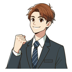 vector businessman clenching fist sign of work enthusiasm