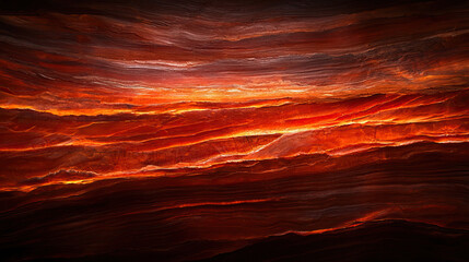 Fototapeta premium stunning display of layered stone with vibrant red and orange hues, resembling fiery sunset. texture and depth create