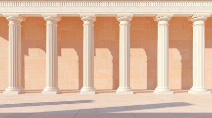 Fototapeta premium Classic Columns Grecian Architecture Temple Facade Stone Pillars Ancient Design