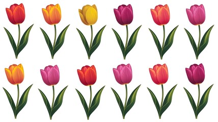 Obraz premium Colorful and Vibrant Tulips: Bright, Luxurious, and Beautiful Blooming Flowers in Nature