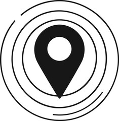Simple location pin icon with concentric circles in a minimalist style