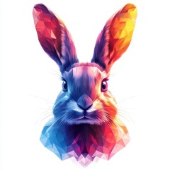 Colorful geometric rabbit portrait showcasing vibrant hues and unique artistic style in a modern design
