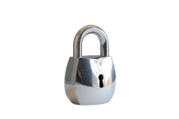 Chrome Padlock:  Reflective Security, Isolated on White