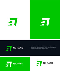Modern Green N Letter Logo Design for Fast Brand