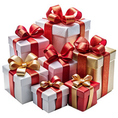 Obraz premium red gift box with ribbon a transparent background 