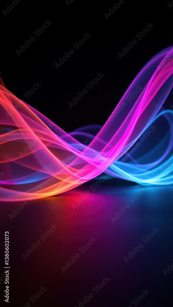 Poster a colorful and vibrant abstract light display with a modern and futuristic feel, suitable for tech o