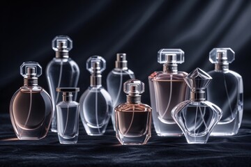 Elegant glass perfume bottles display