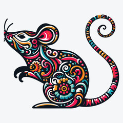 Decorated rat silhouette. Mouse figure design for Chinese celebration stock illustration