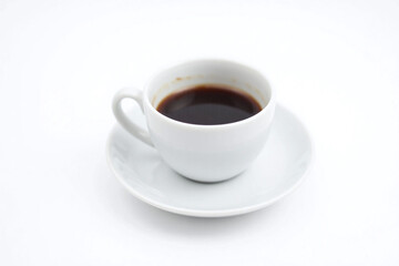 Obraz premium cup of coffee on a saucer on a white background