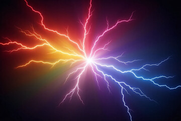 group of colorful lightning bolts in the sky