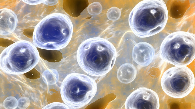 Colorful cell morphology under microscope