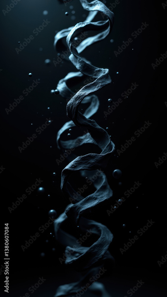 Aufkleber a futuristic spiral structure resembling a molecular model set against a dark background with light 