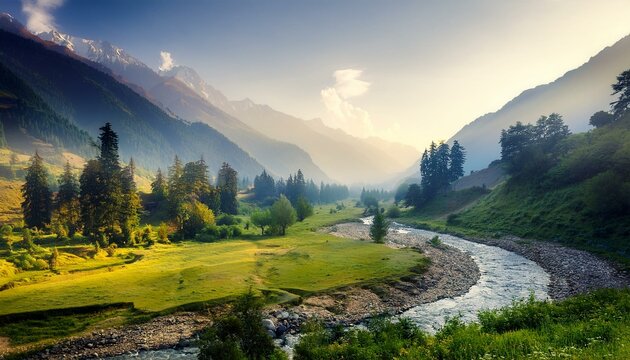 Pahalgam�s Lush Green Meadows in Srinagar, jammu and Kashmir, India