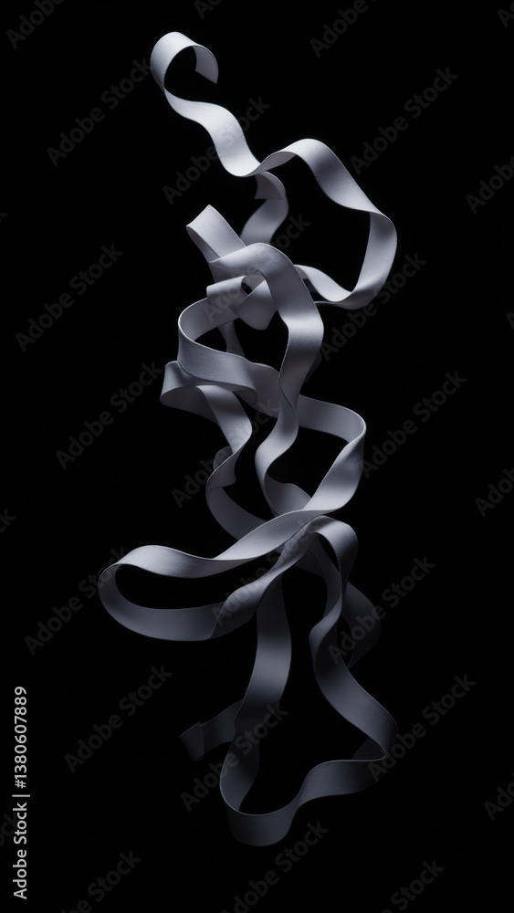 Poster a digital illustration of a futuristic ribbon-like structure with flowing lines and curves set again