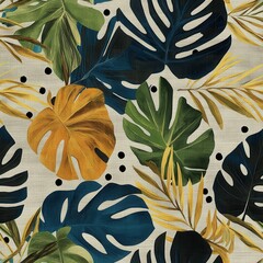 Deep Rainforest Tropical Leaves Seamless Pattern – Modern Abstract Art Painting