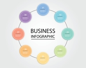 Business Infographic modern design template for banners and infographics for 8 circle step 